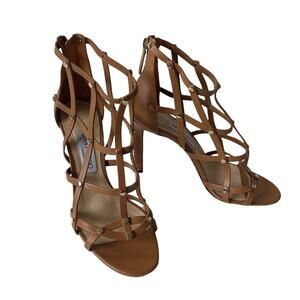 Jimmy Choo Tina Studded Cage Sandal Brown Gold 40 EUC